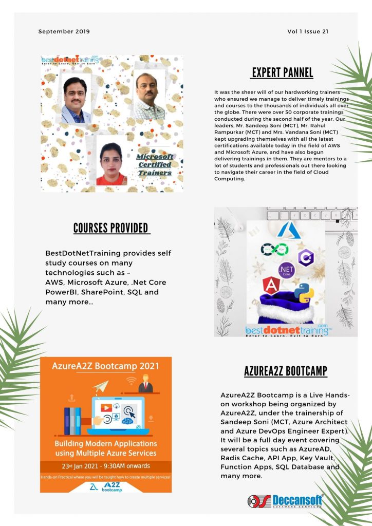 First Newletter for the year 2021- Deccansoft